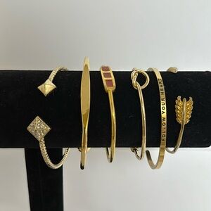 Six Gold Tone Bangle Bracelets